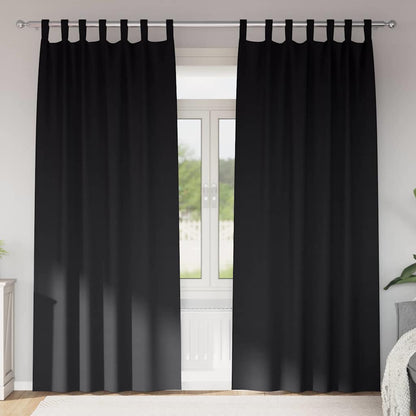 Tende Blackout con Anelli 2 pcs Nero 225 x 140 cm Poliestere | homemem39