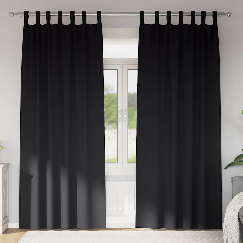 Tende Blackout con Anelli 2 pcs Nero 245 x 140 cm Poliestere | homemem39