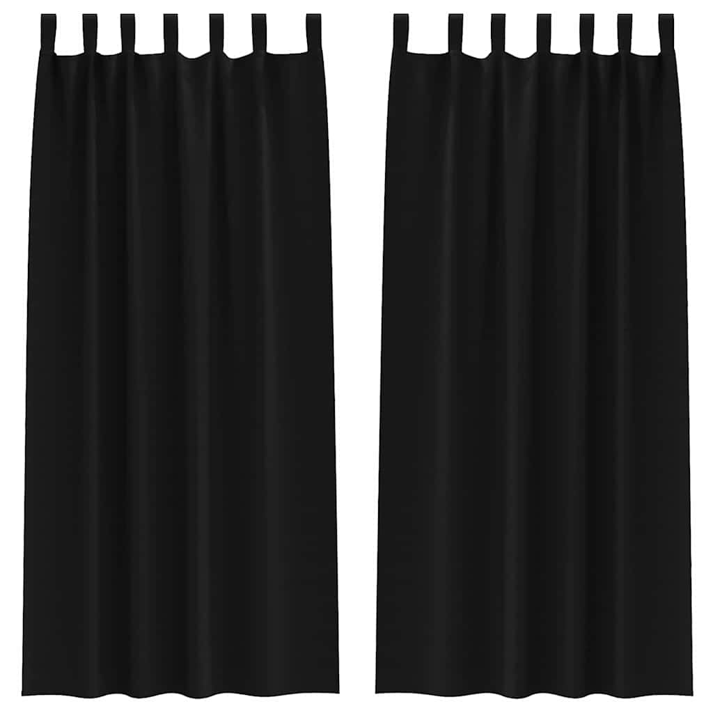 Tende Blackout con Anelli 2 pcs Nero 245 x 140 cm Poliestere | homemem39