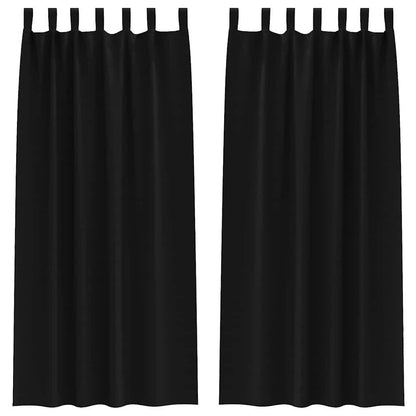 Tende Blackout con Anelli 2 pcs Nero 245 x 140 cm Poliestere | homemem39