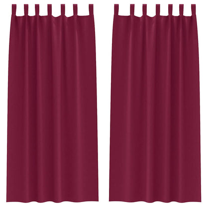 Tende Blackout con Anelli 2 pcs Rosso Vino 225 x 140 cm | homemem39
