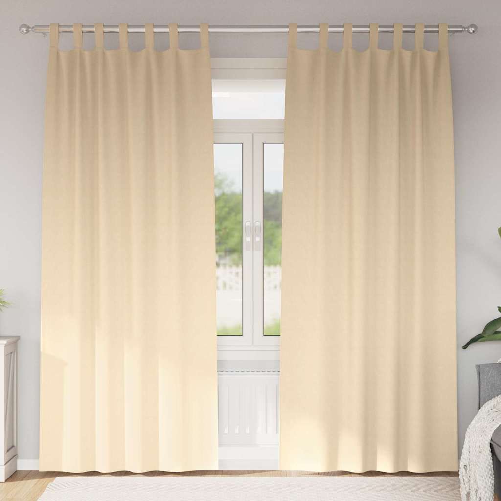 Tende Blackout con Anelli 2 pcs Crema 225 x 140 cm Poliestere | homemem39