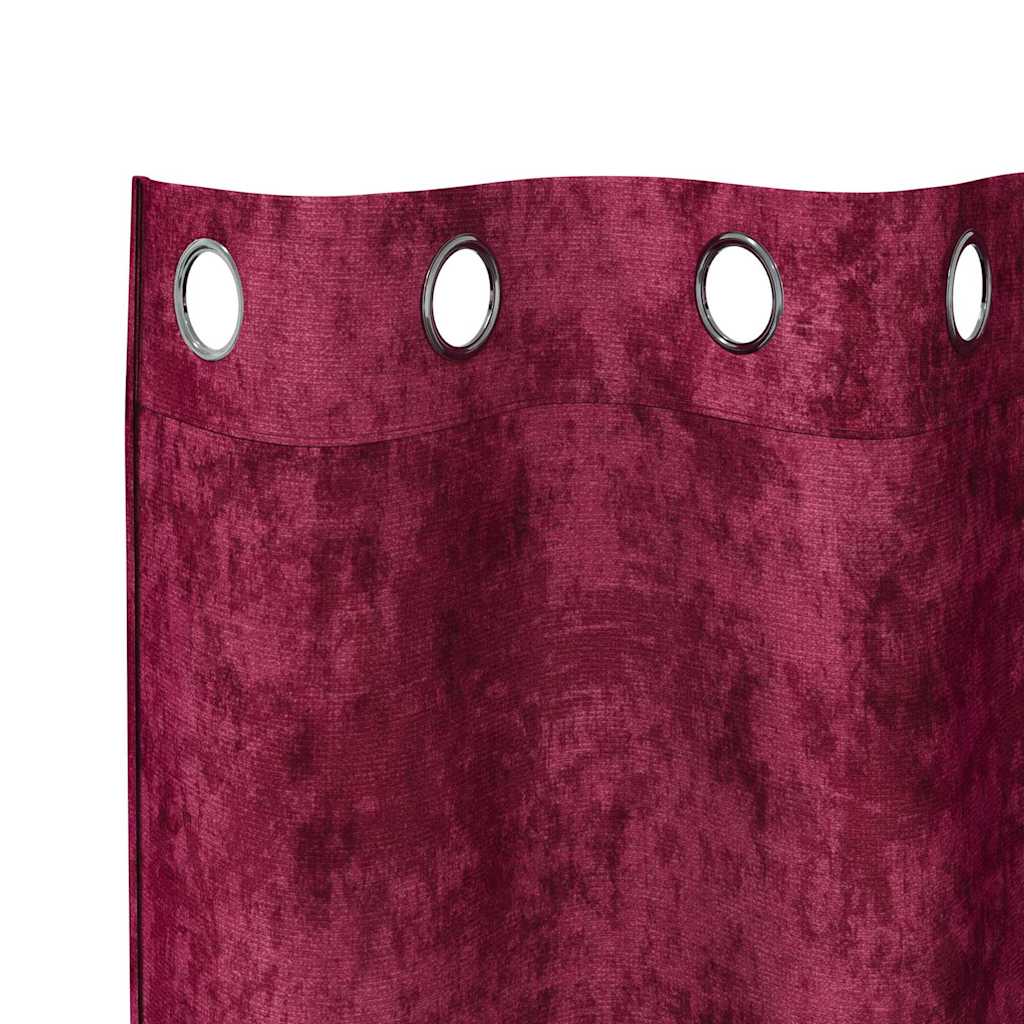 Tende in Velluto 2 pcs Rosso Vino 140 x 140 cm Velluto | homemem39