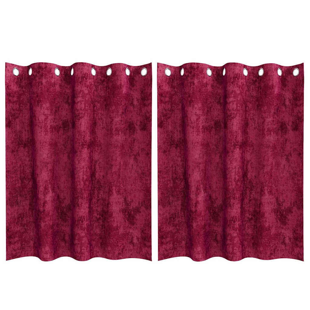 Tende in Velluto 2 pcs Rosso Vino 140 x 140 cm Velluto | homemem39
