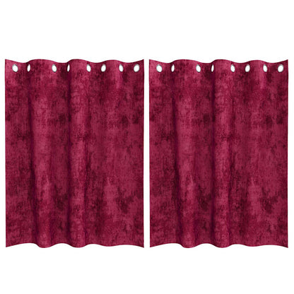 Tende in Velluto 2 pcs Rosso Vino 140 x 140 cm Velluto | homemem39