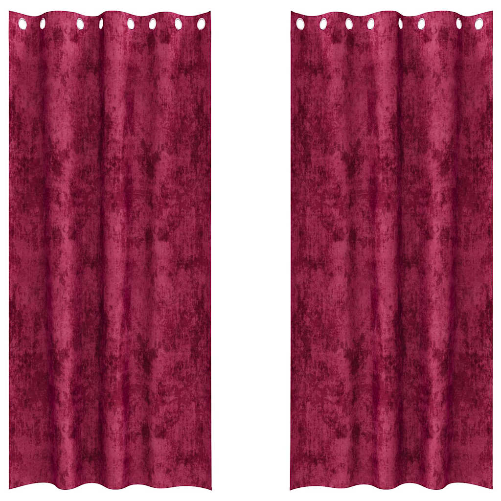 Tende in Velluto 2 pcs Rosso vino 225 x 140 cm Velluto | homemem39