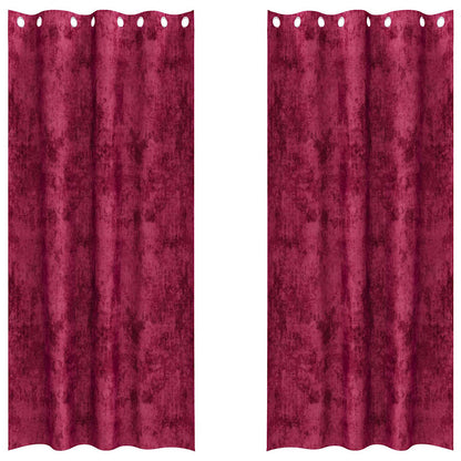 Tende in Velluto 2 pcs Rosso vino 245 x 140 cm Velluto | homemem39