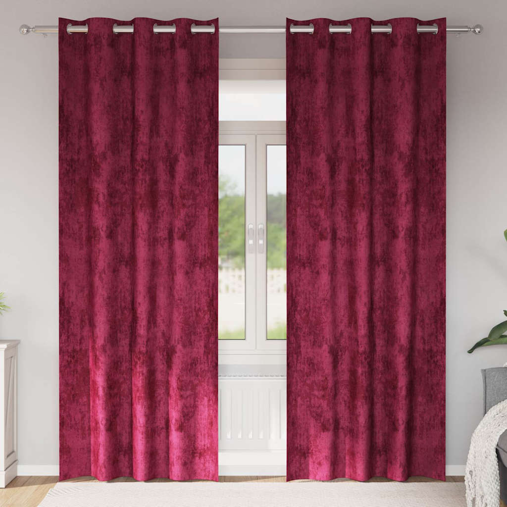 Tende in Velluto 2 pcs Rosso Vino 260 x 140 cm Velluto | homemem39