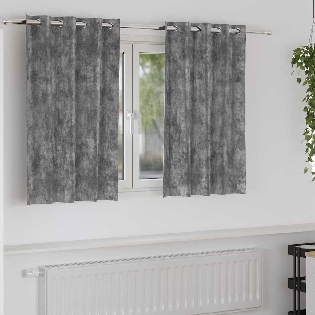 Tende in Velluto con tende 2 pcs Grigio 140 x 140 cm Velluto | homemem39