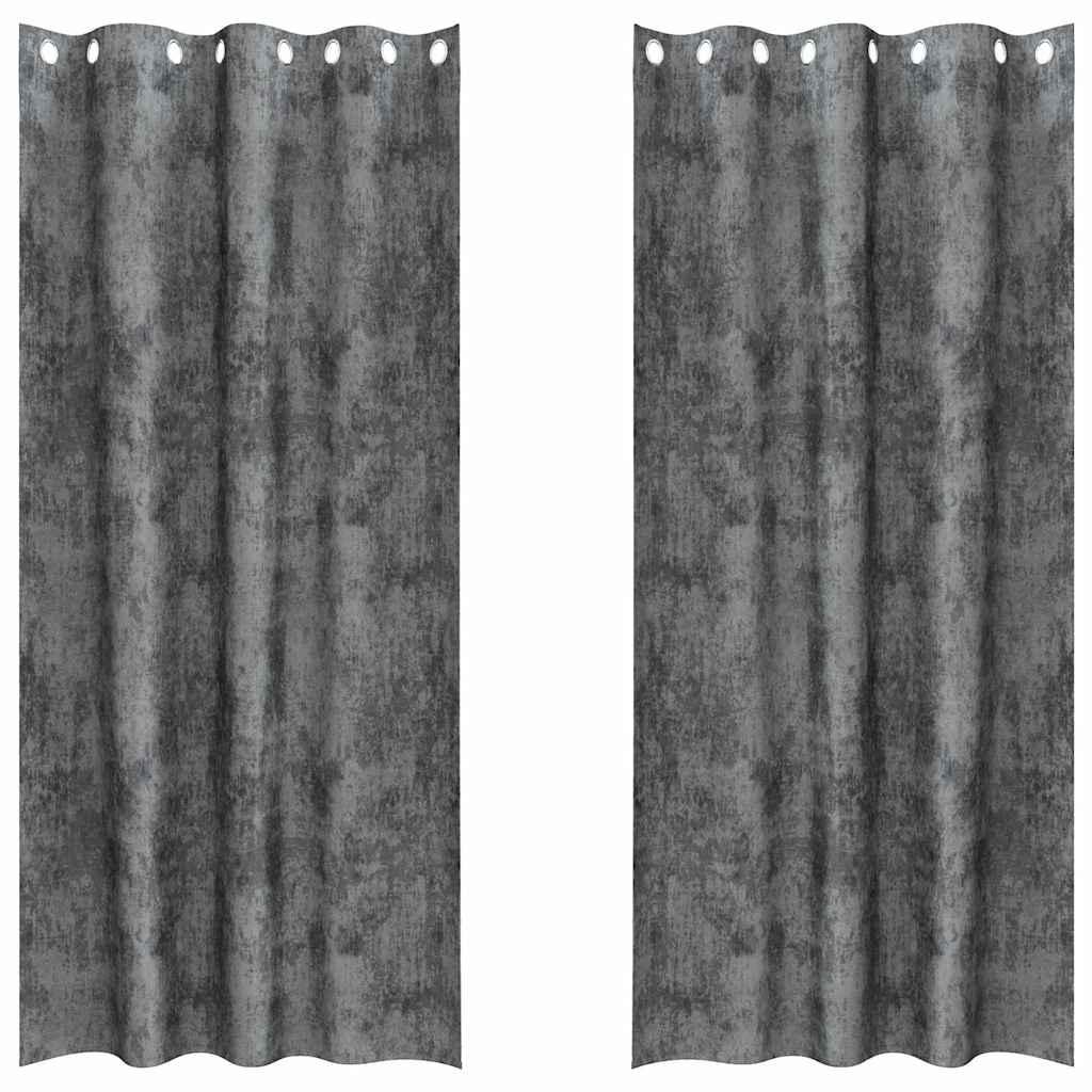 Tende in Velluto con tende 2 pcs Grigio 225 x 140 cm Velluto | homemem39