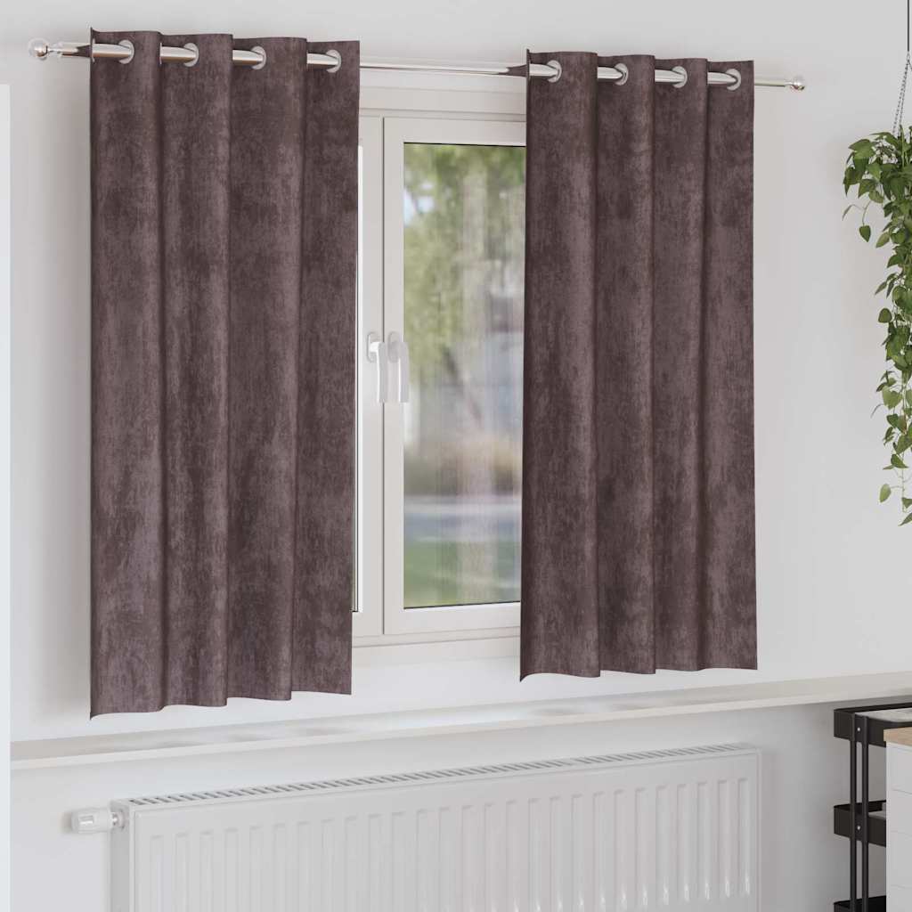 Tende in Velluto con tende 2 pcs Marrone 175 x 140 cm Velluto | homemem39