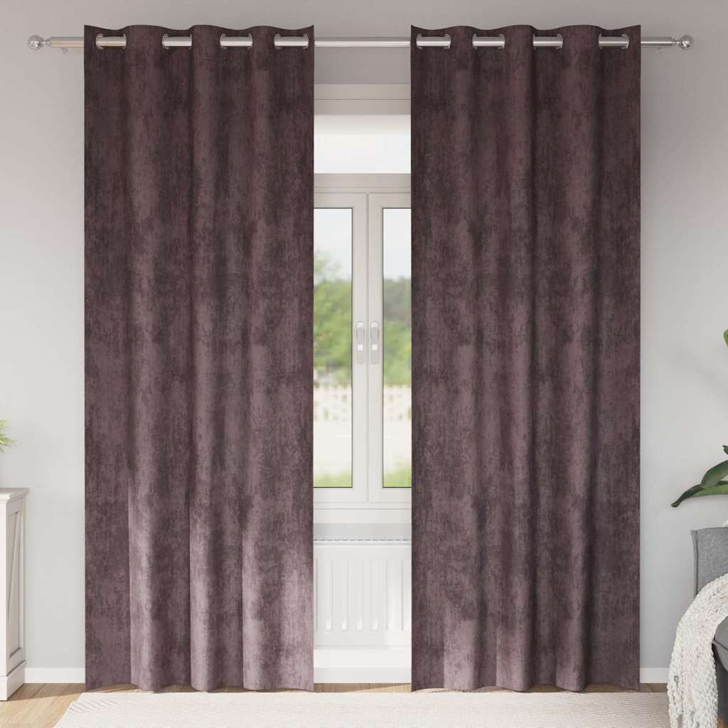 Tende in Velluto con tende 2 pcs Marrone 260 x 140 cm Velluto