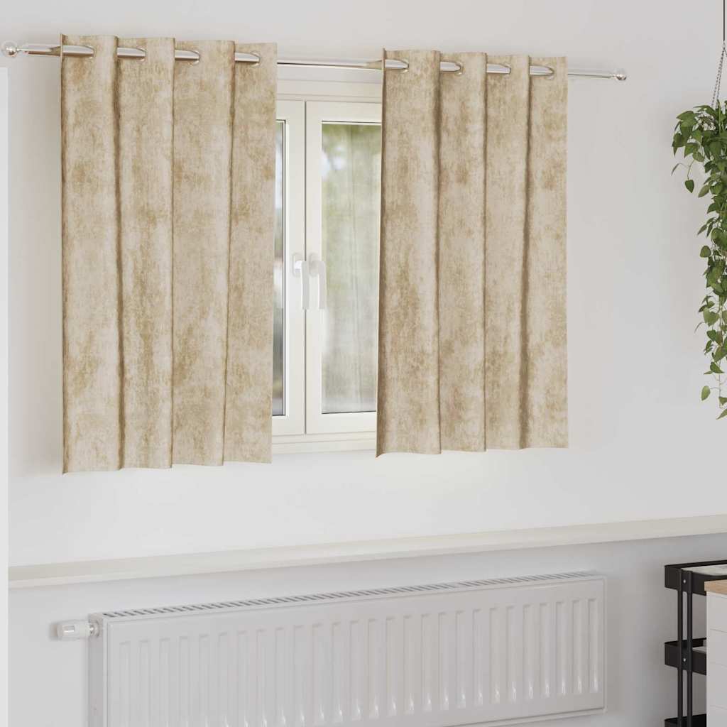 Tende in Velluto con tende 2 pcs Crema 140 x 140 cm Velluto | homemem39