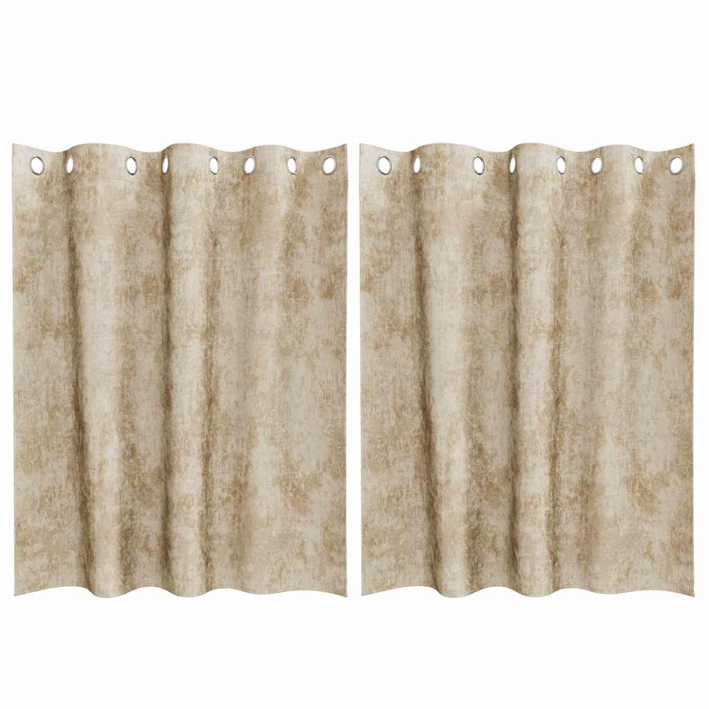 Tende in Velluto con tende 2 pcs Crema 140 x 140 cm Velluto | homemem39