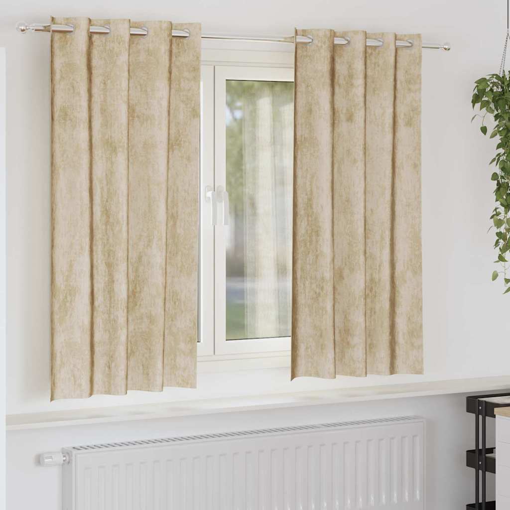 Tende in Velluto con tende 2 pcs Crema 175 x 140 cm Velluto | homemem39
