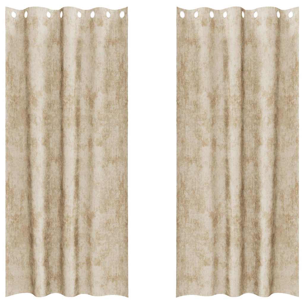 Tende in Velluto con tende 2 pcs Crema 245 x 140 cm Velluto | homemem39