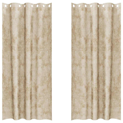 Tende in Velluto con tende 2 pcs Crema 245 x 140 cm Velluto | homemem39