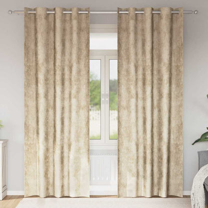 Tende in Velluto con tende 2 pcs Crema 260 x 140 cm Velluto | homemem39