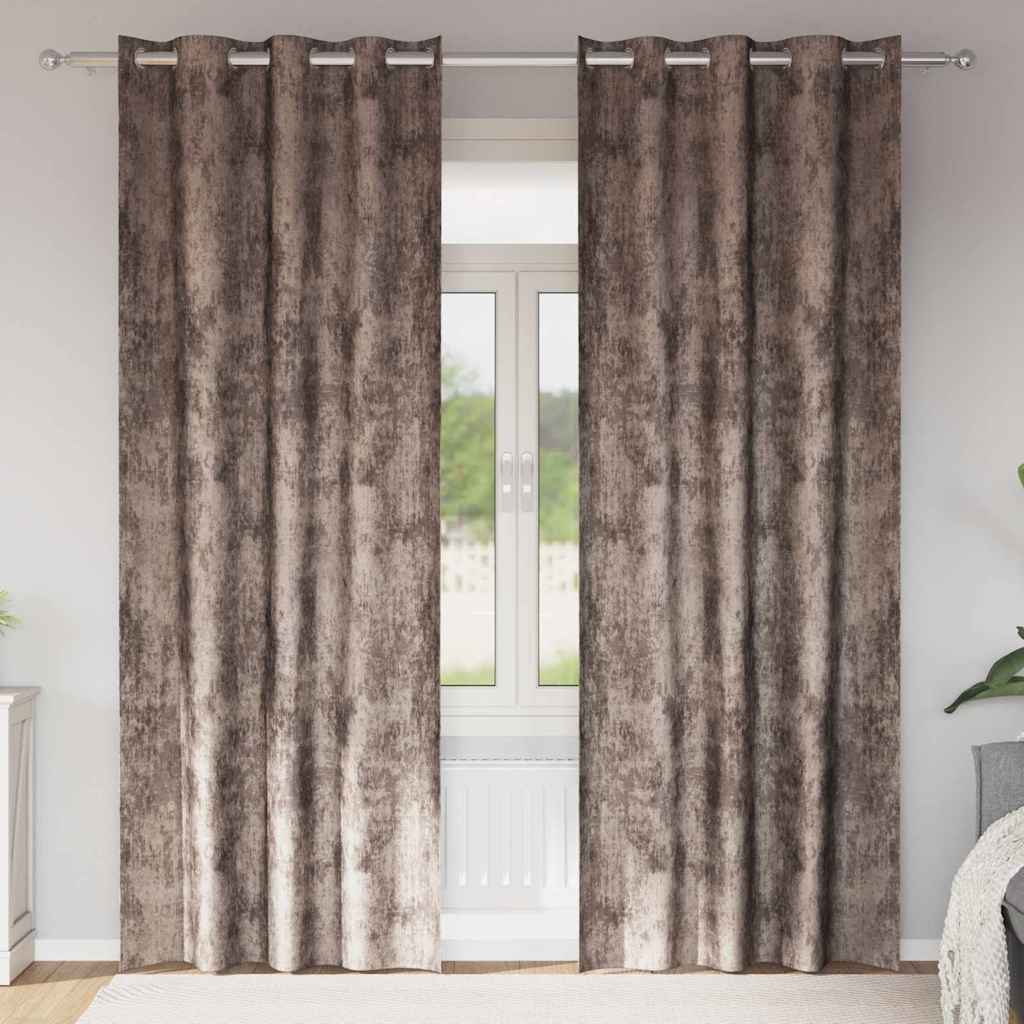 Tende in Velluto 2 pcs Cappuccino 225 x 140 cm Velluto | homemem39