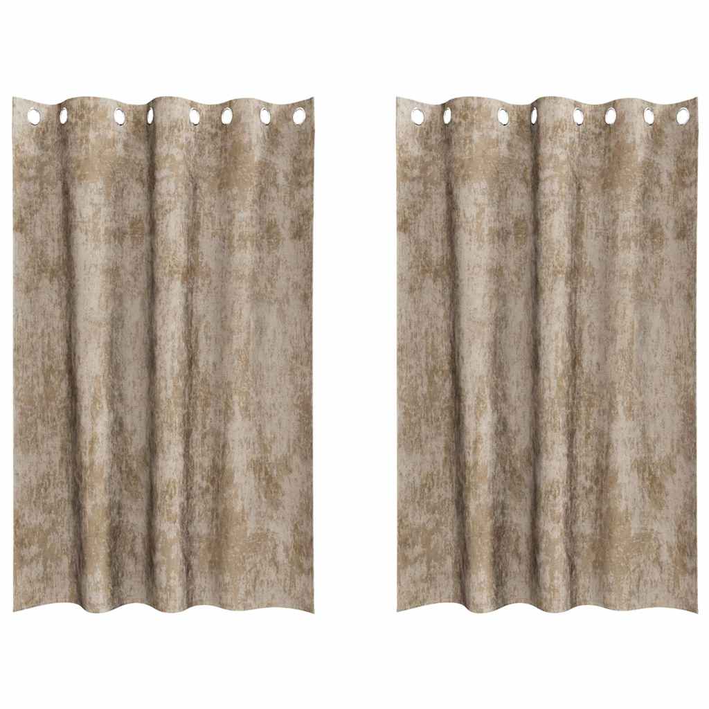 Tende in Velluto con tende 2 pcs Champagne 175 x 140 cm Velluto | homemem39