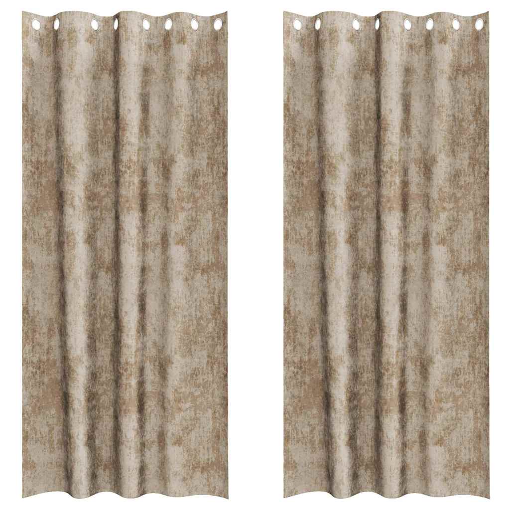 Tende in Velluto con tende 2 pcs Champagne 225 x 140 cm Velluto | homemem39