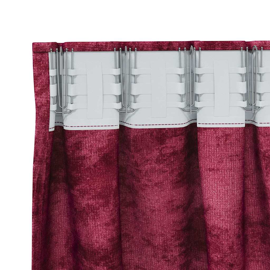 Tende in Velluto 2 pcs Rosso vino 140 x 140 cm Velluto | homemem39