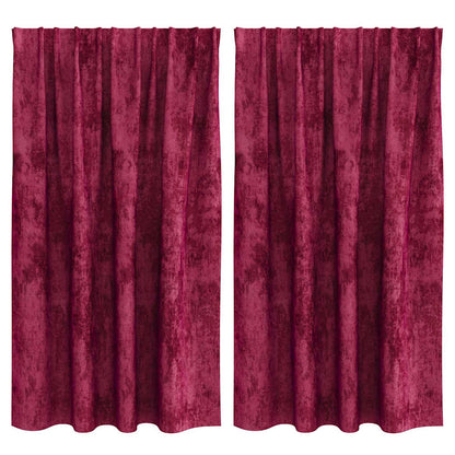 Tende in Velluto 2 pcs Rosso vino 140 x 140 cm Velluto | homemem39