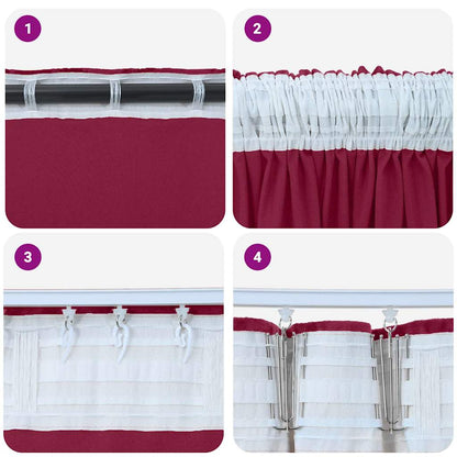 Tende in Velluto 2 pcs Rosso vino 225 x 140 cm Velluto | homemem39