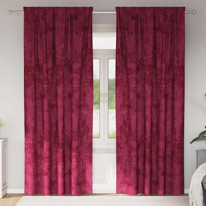 Tende in Velluto 2 pcs Rosso vino 225 x 140 cm Velluto | homemem39