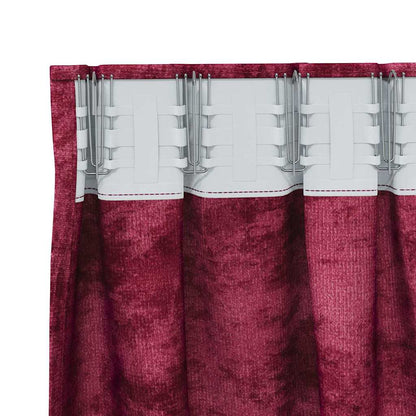 Tende in Velluto 2 pcs Rosso Vino 260 x 140 cm Velluto | homemem39