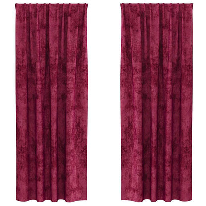 Tende in Velluto 2 pcs Rosso Vino 260 x 140 cm Velluto | homemem39