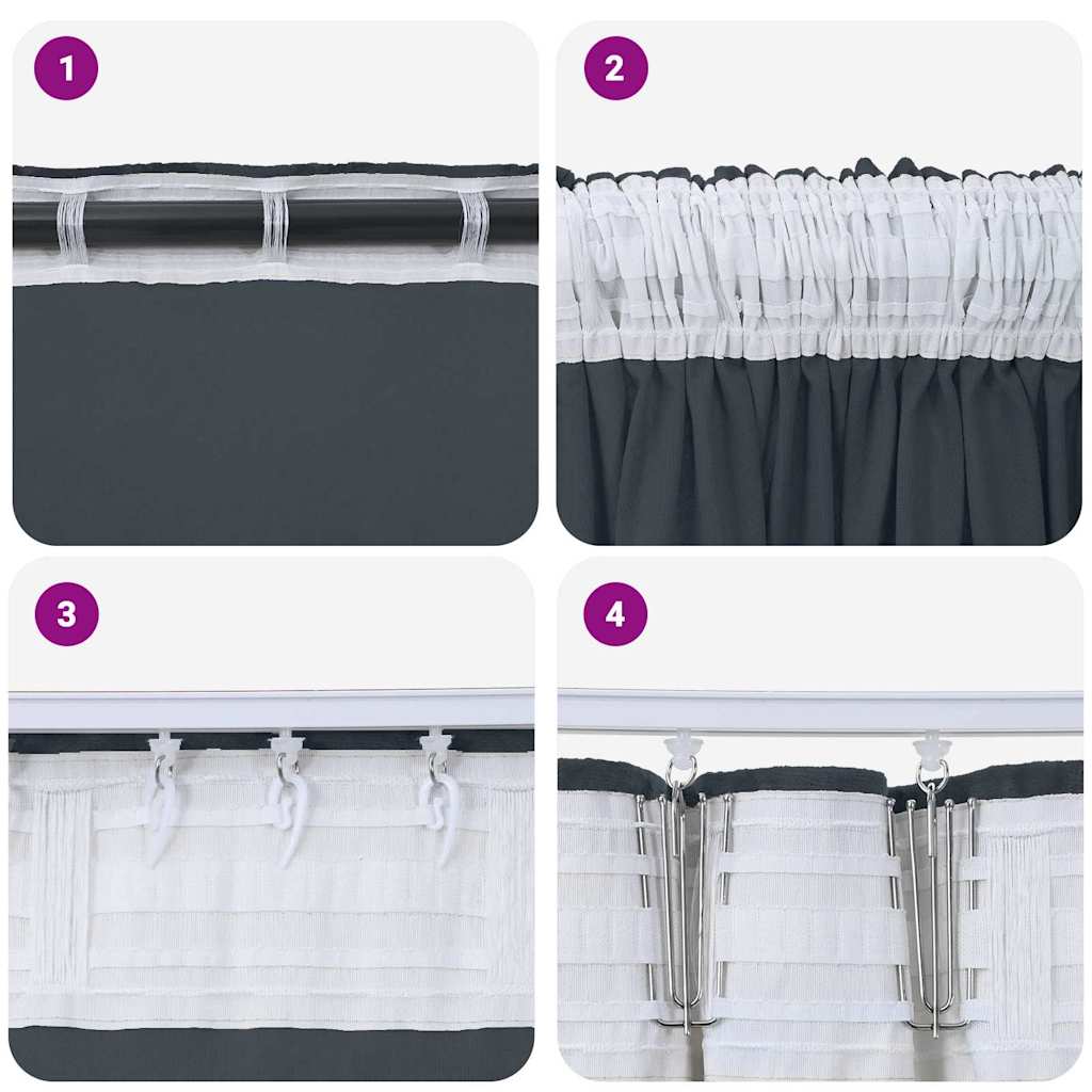 Tende in Velluto 2 pcs Grigio Argento 140 x 140 cm Velluto | homemem39