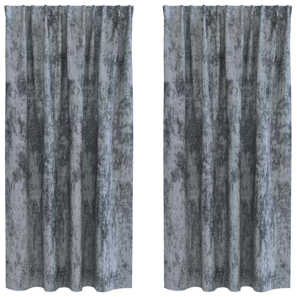 Tende in Velluto 2 pcs Grigio Argento 175 x 140 cm Velluto | homemem39