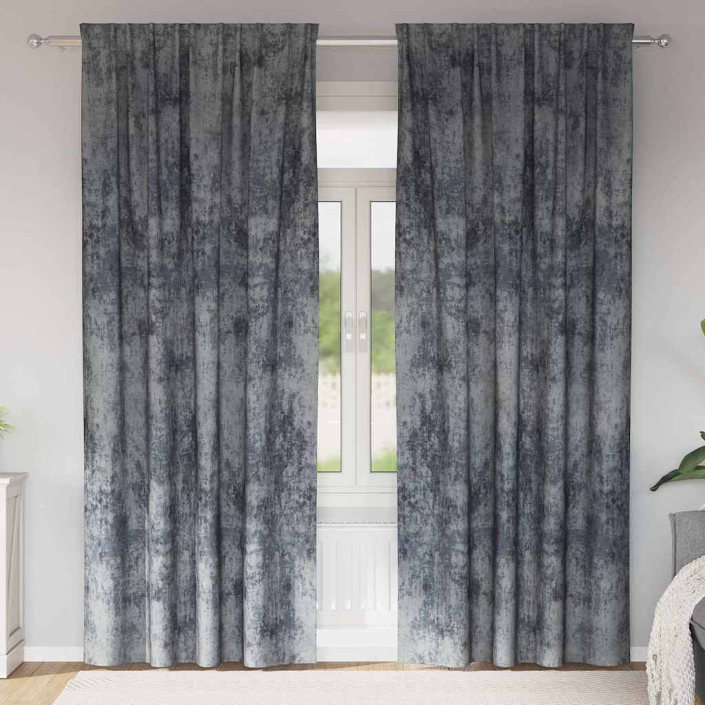 Tende in Velluto 2 pcs Grigio Argento 225 x 140 cm Velluto | homemem39