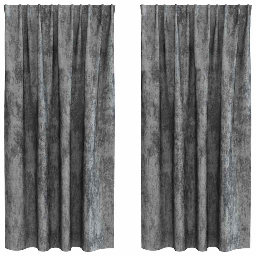 Tende in Velluto con tende 2 pcs Grigio 175 x 140 cm Velluto | homemem39