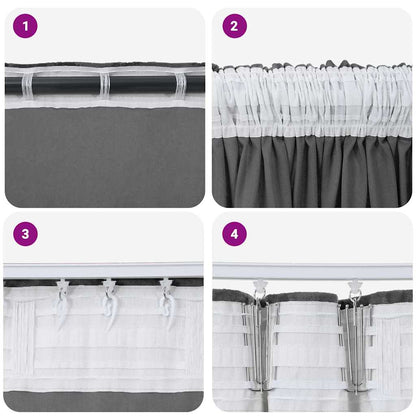Tende in Velluto con tende 2 pcs Grigio 225 x 140 cm Velluto | homemem39