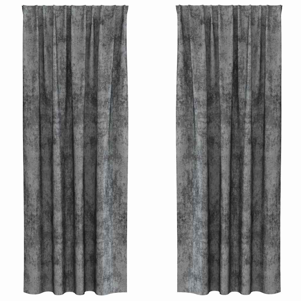 Tende in Velluto con tende 2 pcs Grigio 225 x 140 cm Velluto | homemem39