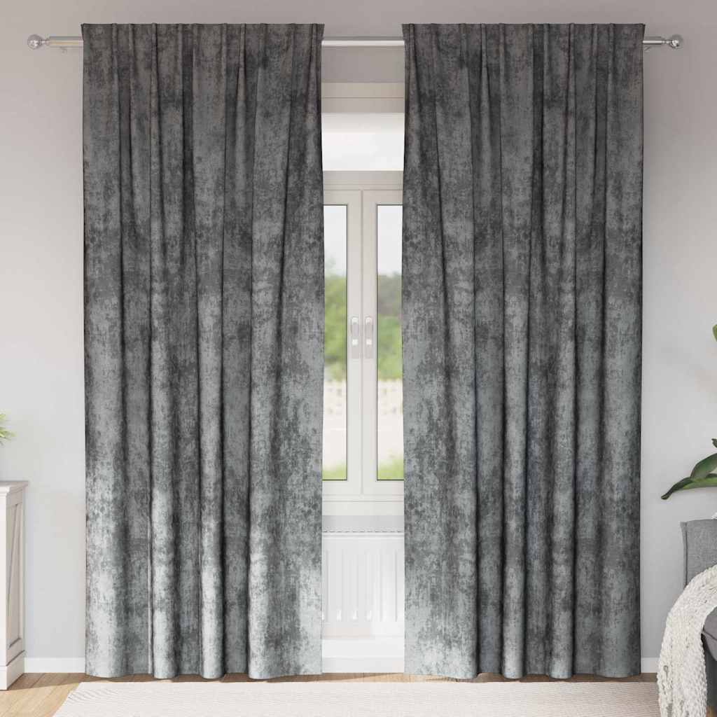 Tende in Velluto con tende 2 pcs Grigio 245 x 140 cm Velluto | homemem39