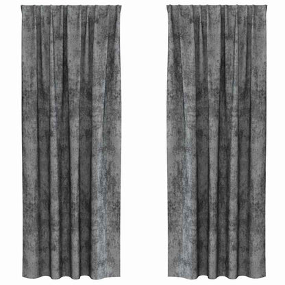 Tende in Velluto con tende 2 pcs Grigio 245 x 140 cm Velluto | homemem39