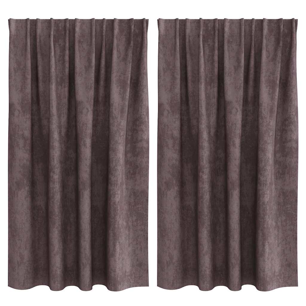Tende in Velluto con tende 2 pcs Marrone 140 x 140 cm Velluto | homemem39