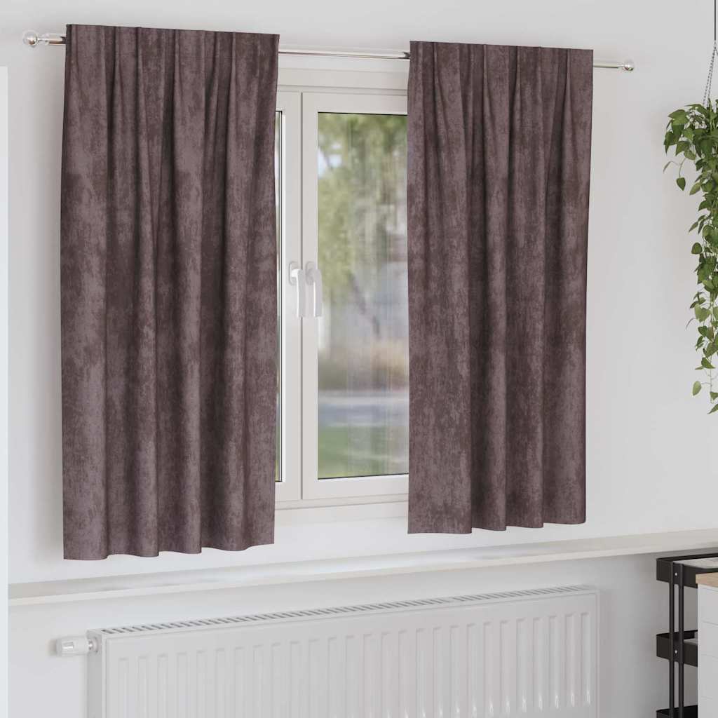 Tende in Velluto con tende 2 pcs Marrone 175 x 140 cm Velluto | homemem39