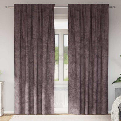 Tende in Velluto con tende 2 pcs Marrone 245 x 140 cm Velluto | homemem39