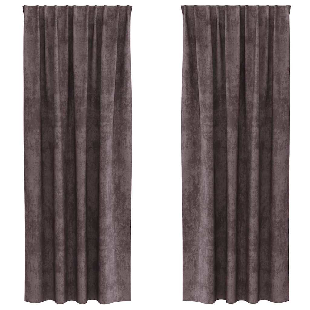 Tende in Velluto con tende 2 pcs Marrone 245 x 140 cm Velluto | homemem39