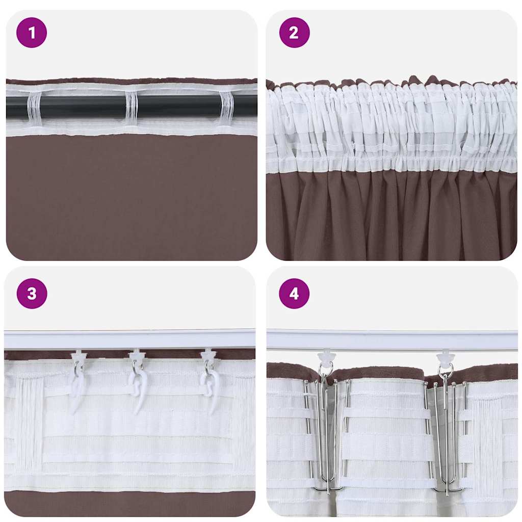 Tende in Velluto con tende 2 pcs Marrone 260 x 140 cm Velluto | homemem39