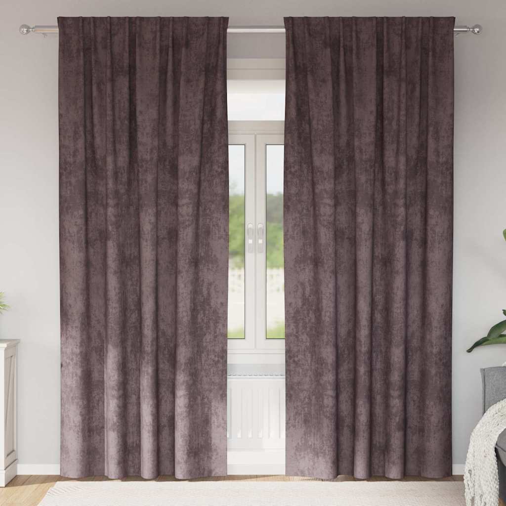 Tende in Velluto con tende 2 pcs Marrone 260 x 140 cm Velluto | homemem39