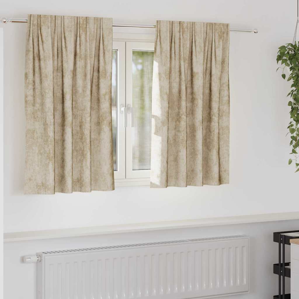 Tende in Velluto con tende 2 pcs Crema 140 x 140 cm Velluto | homemem39