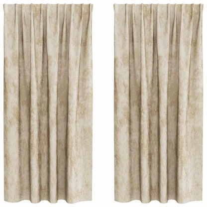 Tende in Velluto con tende 2 pcs Crema 175 x 140 cm Velluto | homemem39
