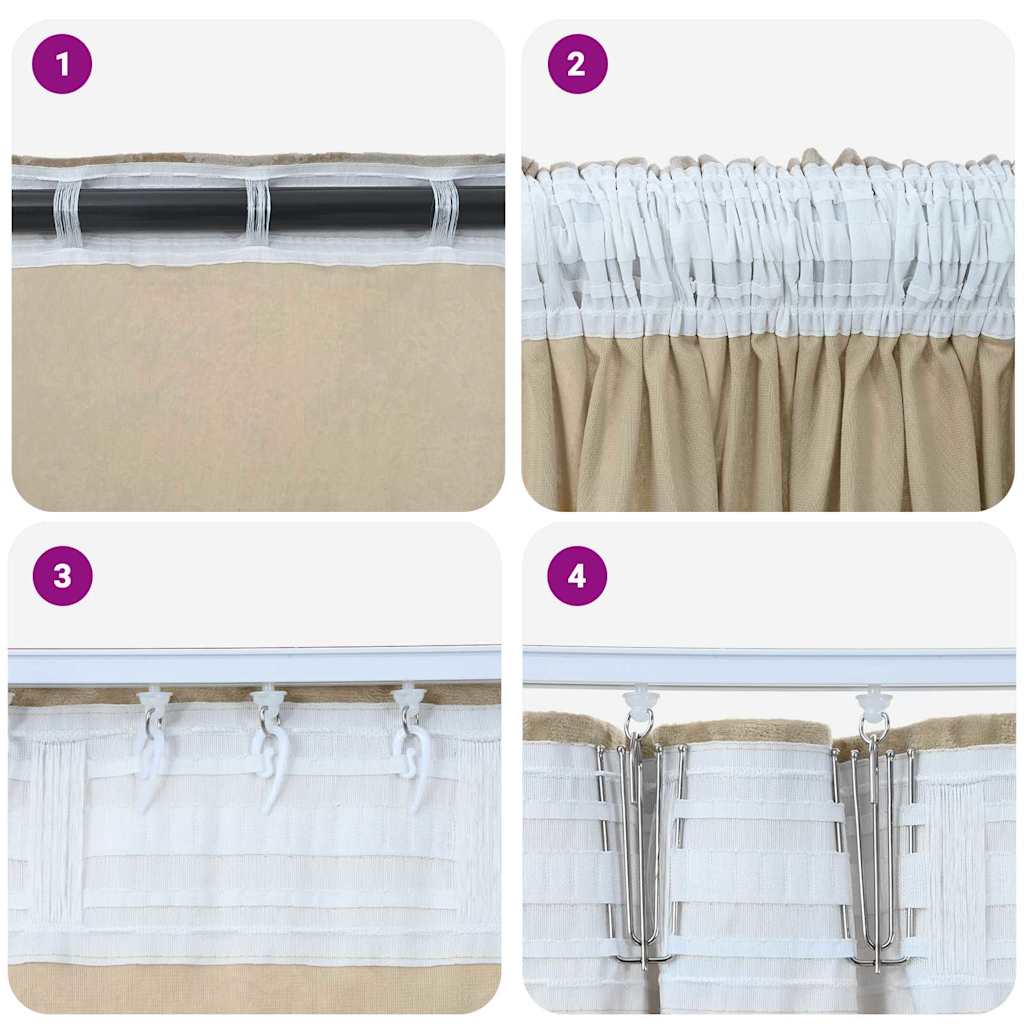 Tende in Velluto con tende 2 pcs Crema 225 x 140 cm Velluto | homemem39