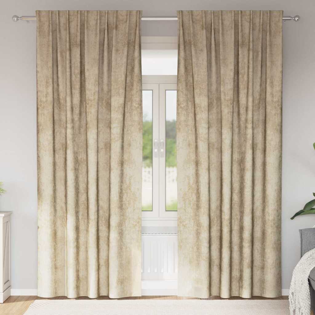 Tende in Velluto con tende 2 pcs Crema 225 x 140 cm Velluto | homemem39