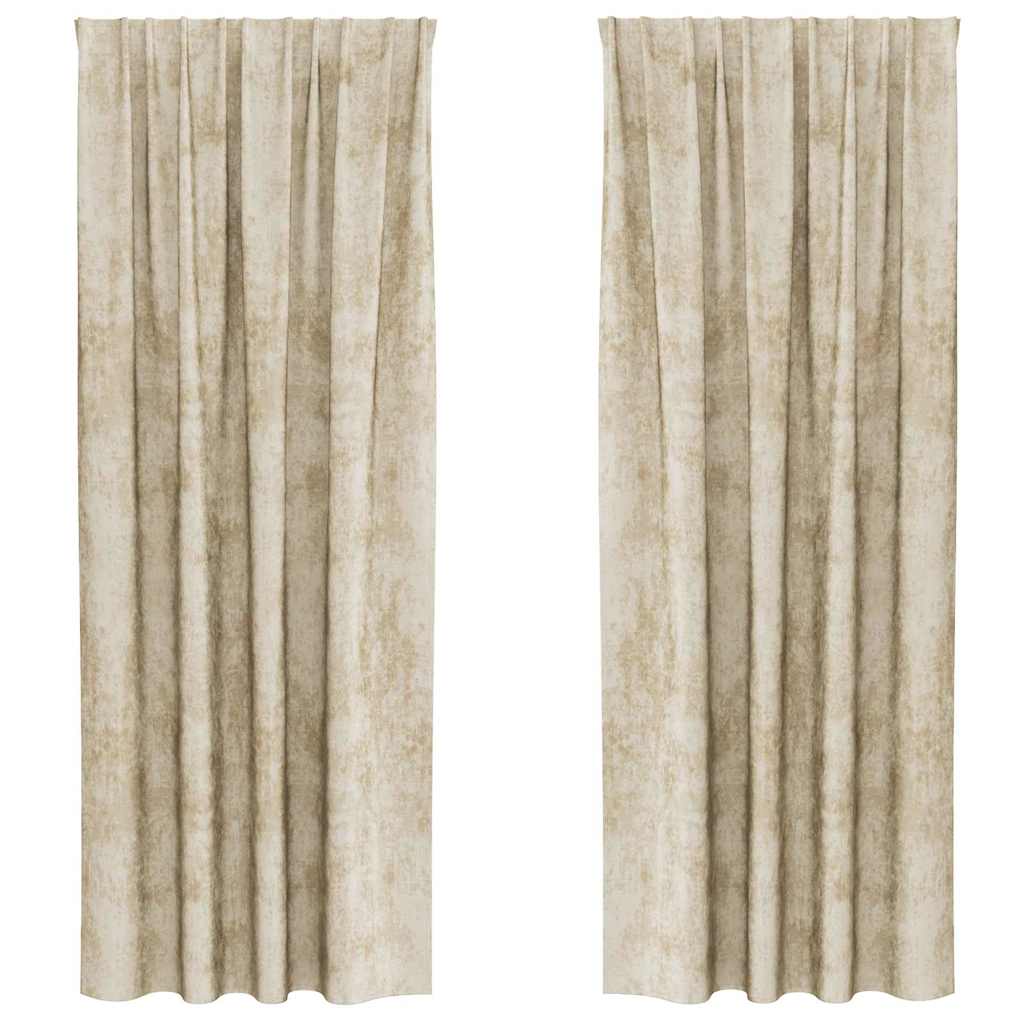 Tende in Velluto con tende 2 pcs Crema 225 x 140 cm Velluto | homemem39